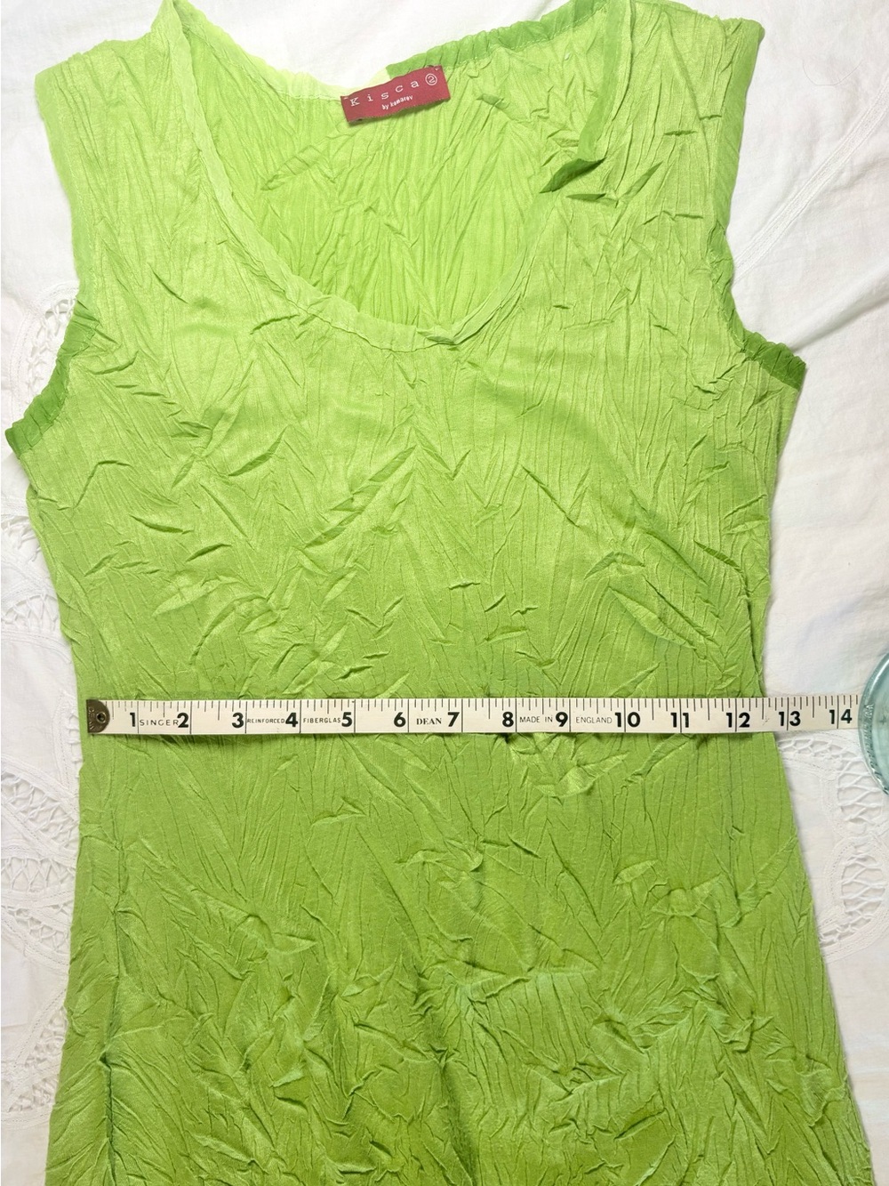 Kisca by Komarov Green Ombre Crinkle Sleeveless Tiered Hem Mini Dress Fairycore - Picture 6 of 9